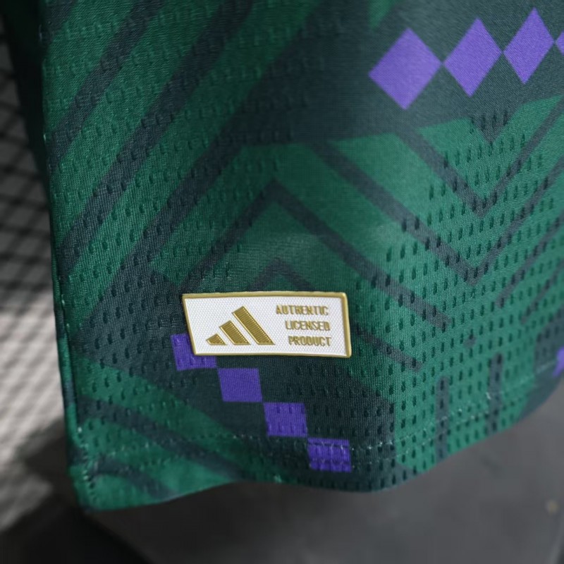 Player Version 2026 Saudi Arabia Home Green with Geometric Diamond Pattern Jersey