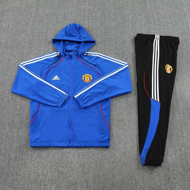 25/26 Manchester United Blue Full zipper Jacket Tracksuit+ long pants