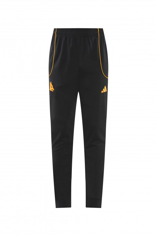 26/27 Roma Black Full Zipper Hooded Jacket Tracksuit + Long Pants