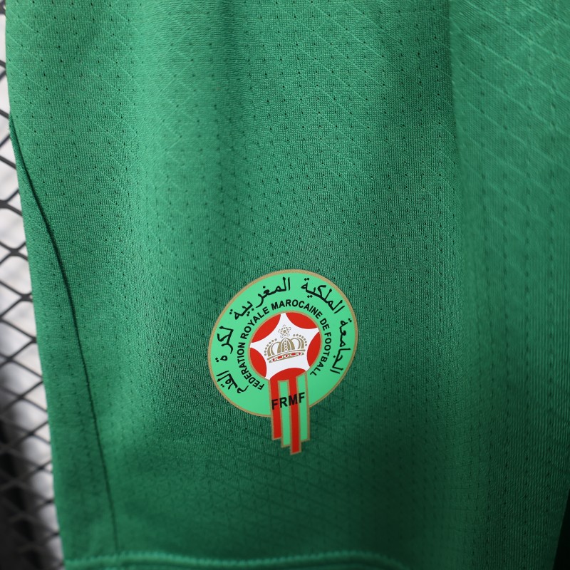 2026 Player Version Morocco Green with Red Side Panels Shorts