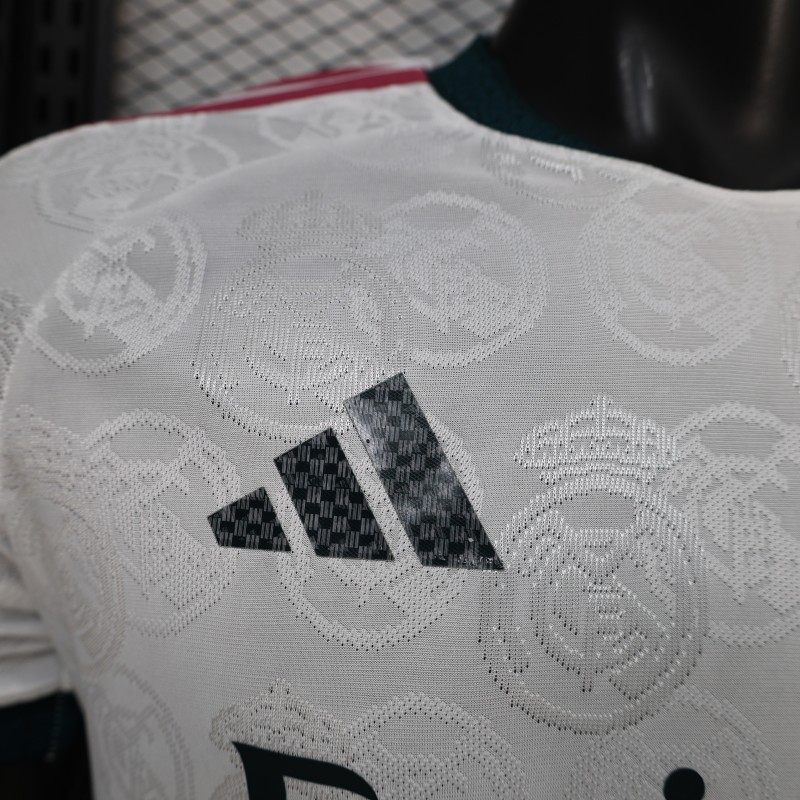 25/26 Player Version Real Madrid White with Subtle Crest Pattern Jersey
