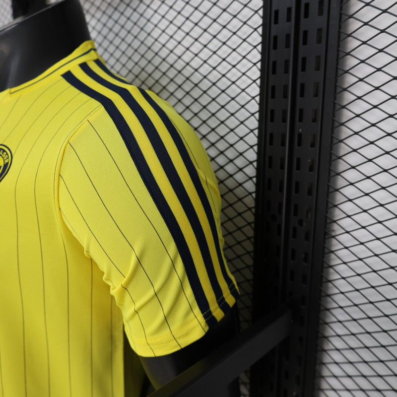 25/26 Player Version Al Nassr FC Yellow with Thin Black Pinstripes Jersey