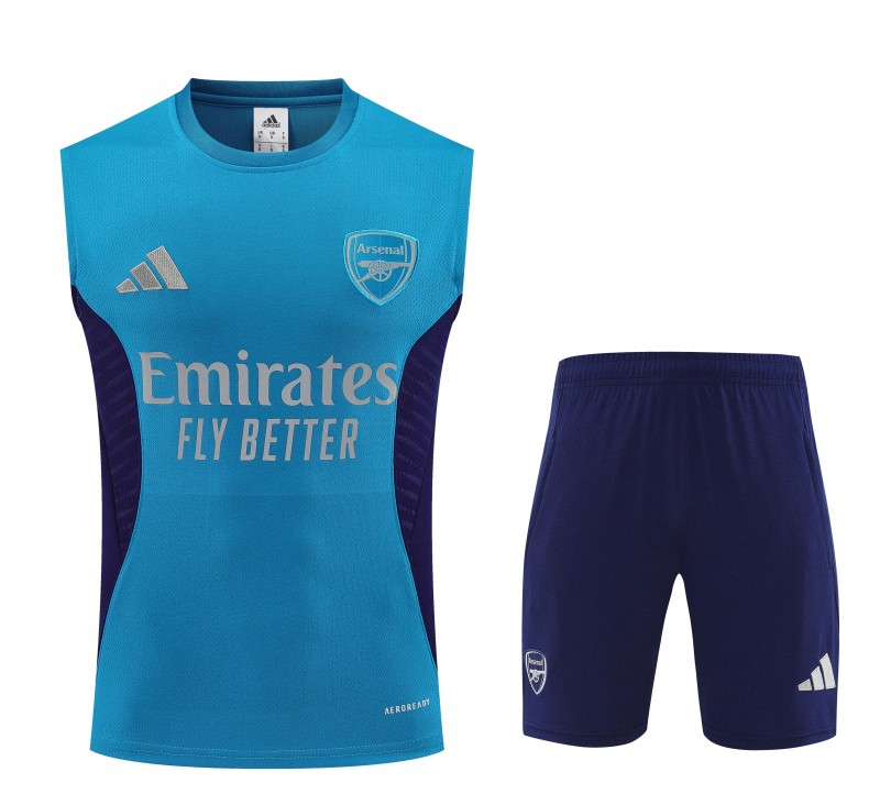 26/27 Arsenal Light Blue & Navy Blue Sleeveless Training Vest + Shorts