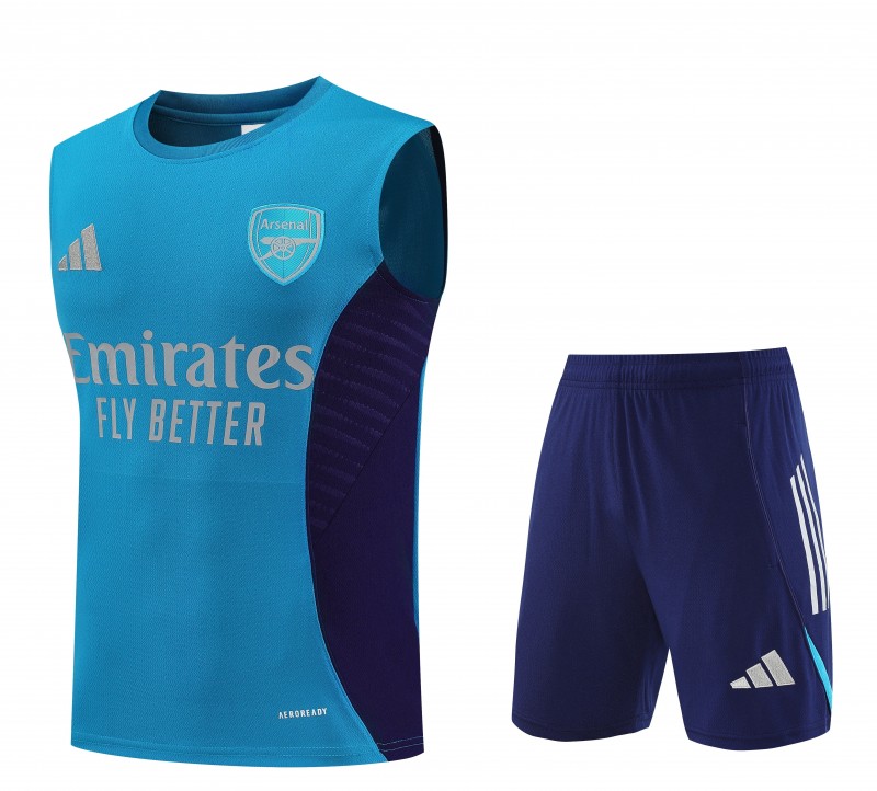 26/27 Arsenal Light Blue & Navy Blue Sleeveless Training Vest + Shorts