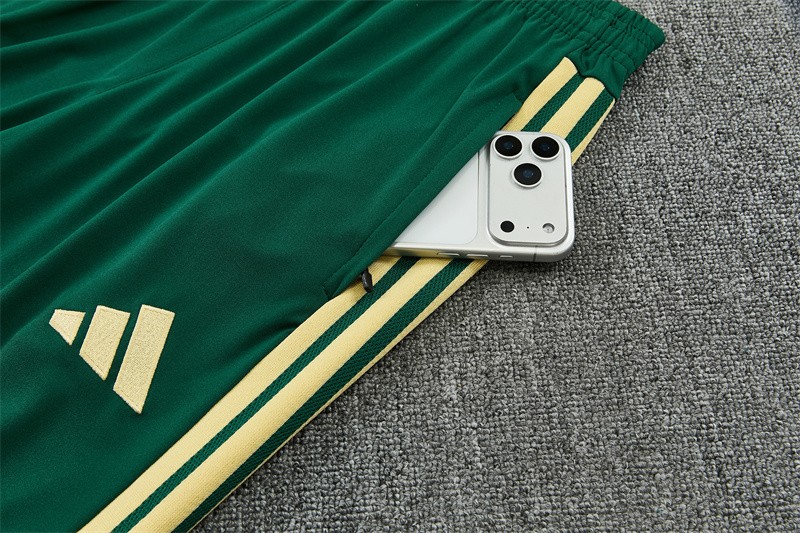 2026 Real Madrid Green & Cream  Half Zipper Jacket Tracksuit + Long Pants