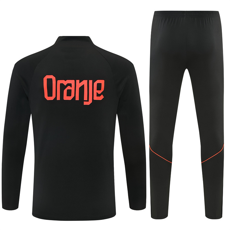 2026 Netherlands Black & Orange  Half Zipper Jacket Tracksuit + Long Pants