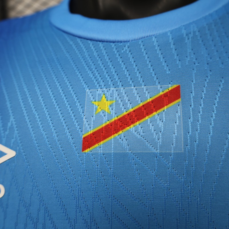 Player Version 26/27 DR Congo  Sky Blue & Red  Home Jersey