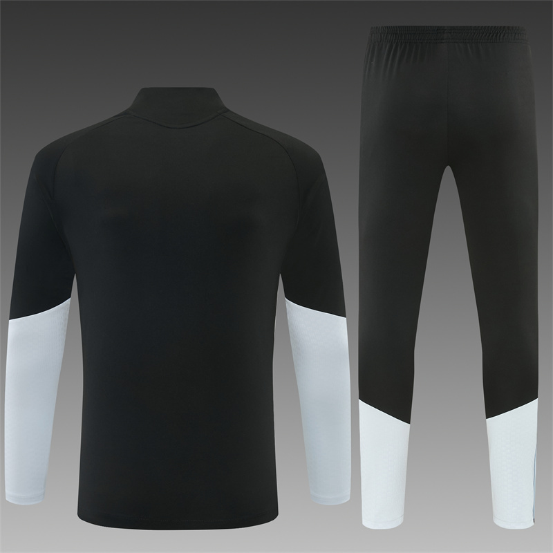 2026 Spain Black & White Half Zipper Jacket Tracksuit + Long Pants