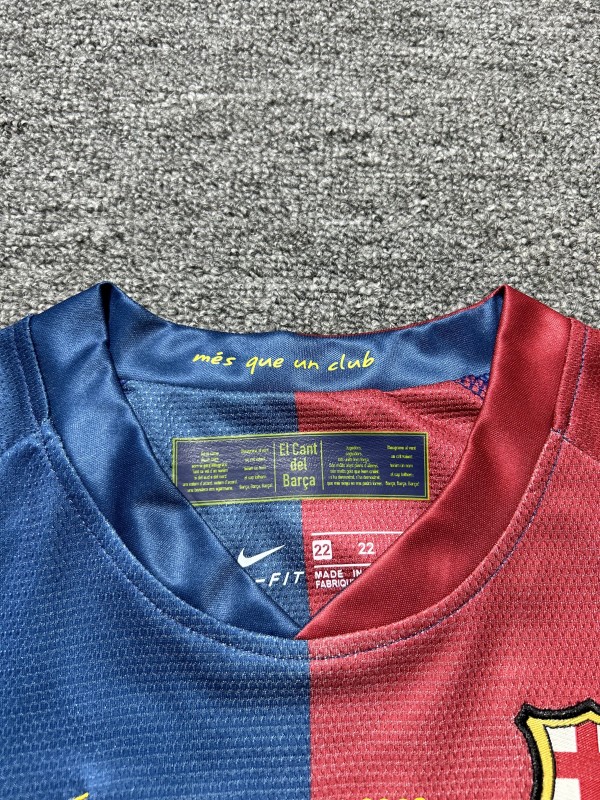 Retro Kids 08/09 Barcelona Home Champions Long Sleeve Jersey