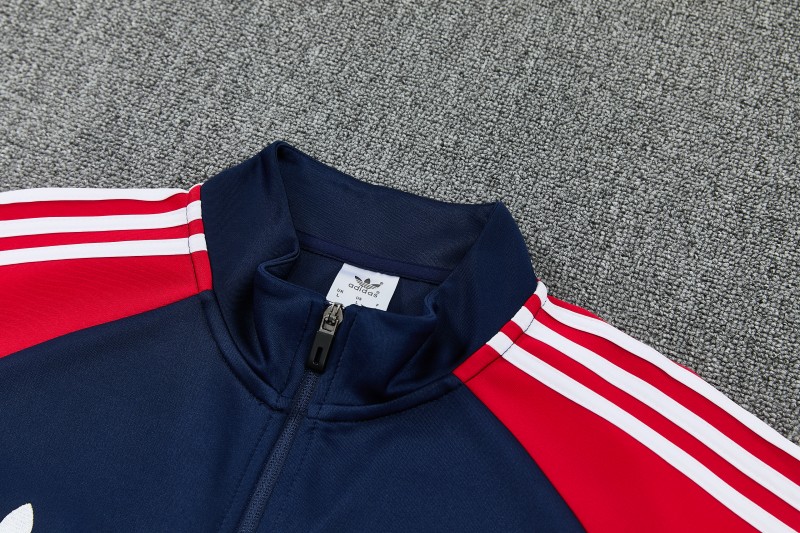 26/27 Bayern Munich Navy Blue & Red & White Full Zipper Jacket Tracksuit + Long Pants