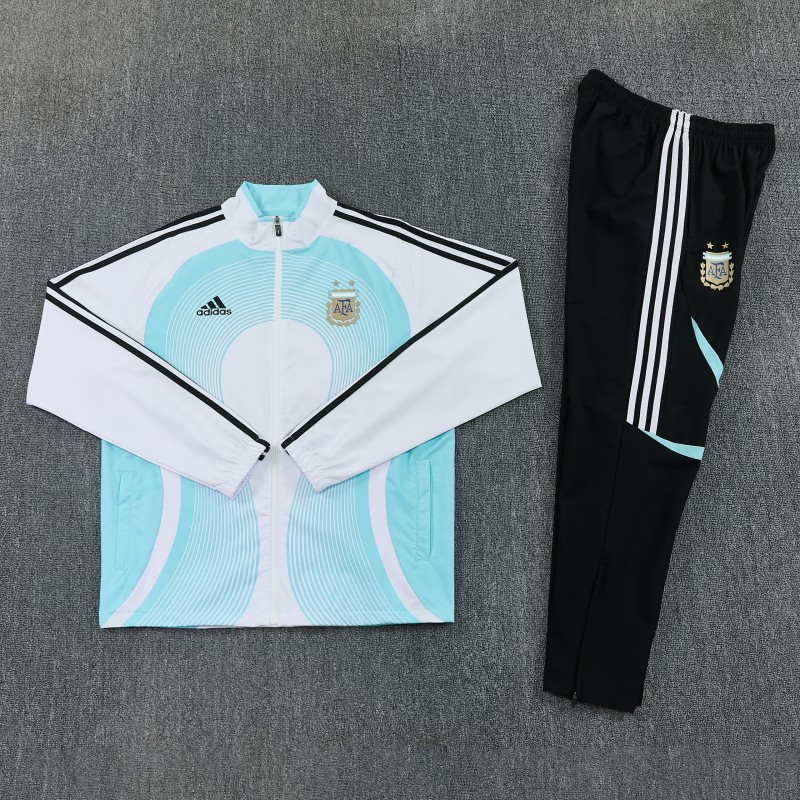 2026 Argentina White & Sky Blue Full Zipper Jacket Tracksuit + Long Pants