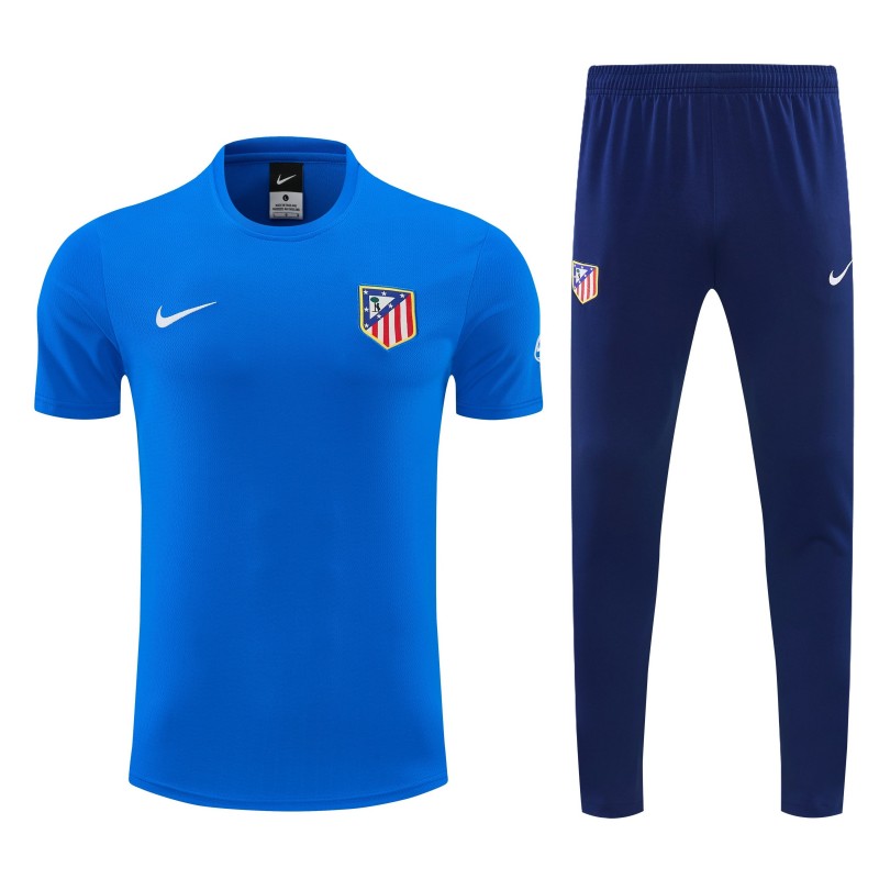 26/27 Atlético de Madrid Blue Short Sleeve Tracksuit + Navy Blue Long Pants