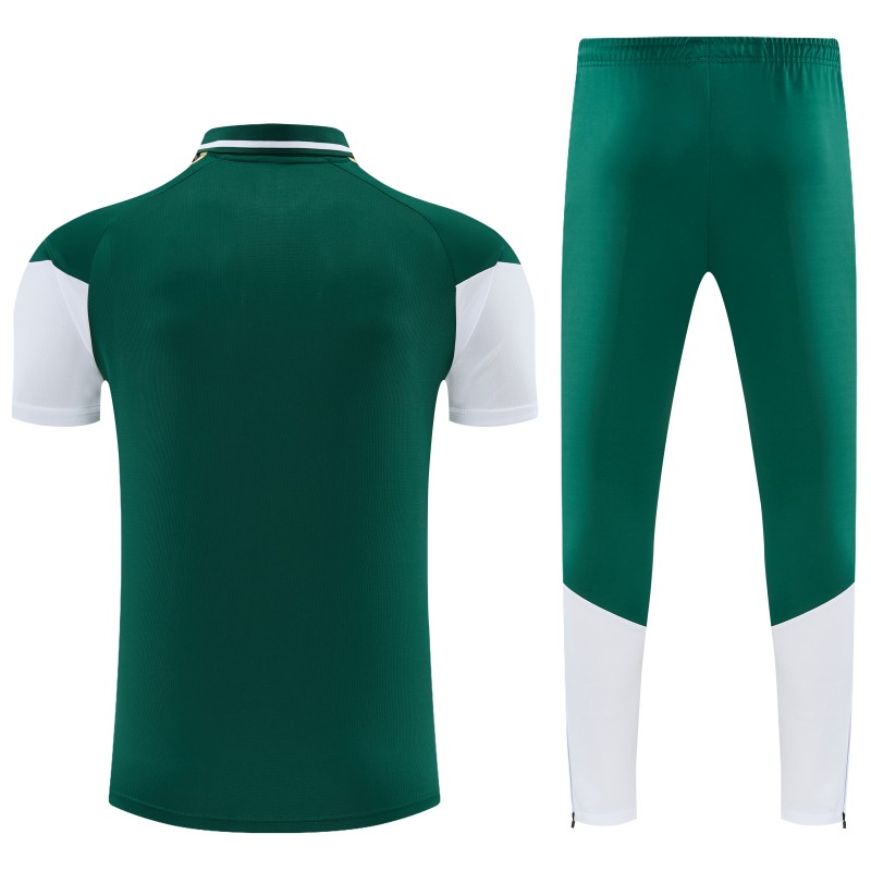 2026 Italy Green & White Half-Zip Polo Short Sleeve Tracksuit + Long Pants