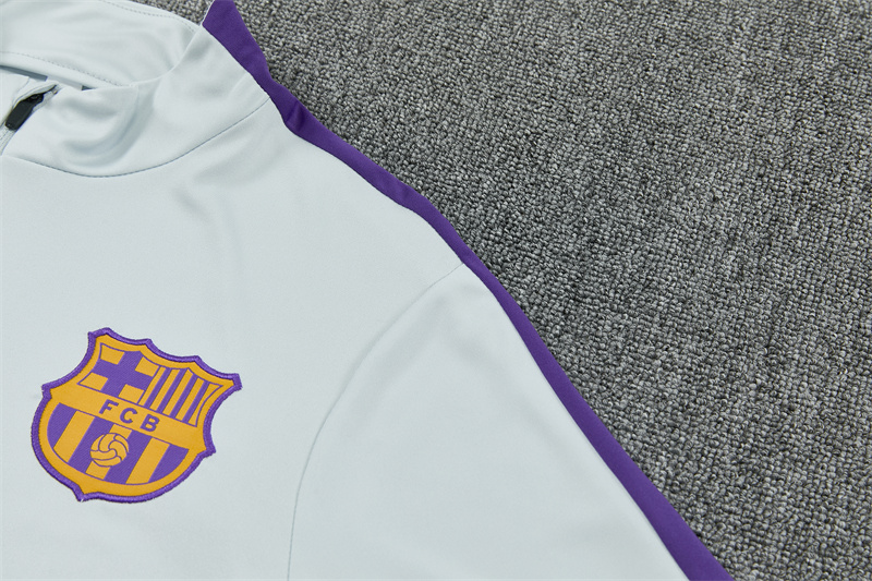 Player Version 26/27  Barcelona Light GreyHalf Zipper Jacket+Long Pants