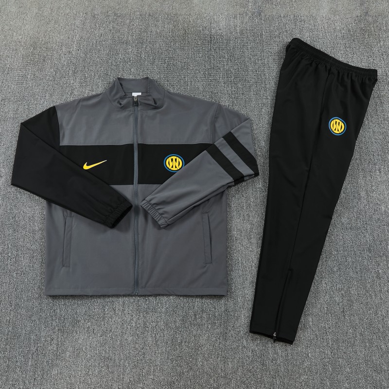 26/27 Inter Milan Grey & Black Full Zipper Jacket Tracksuit + Long Pants