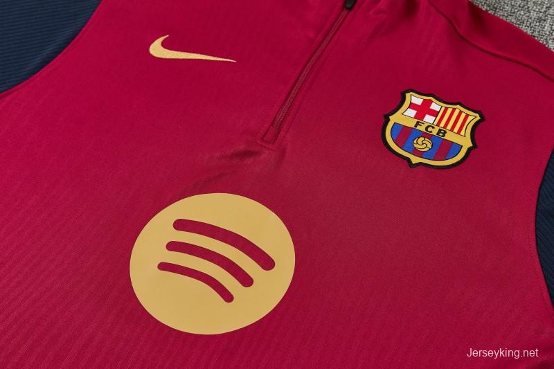26/27 Barcelona Red & Black Half Zipper Jacket Tracksuit + Long Pants