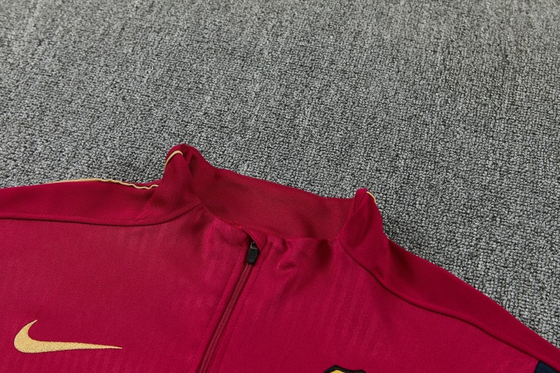 26/27 Barcelona Red & Black Half Zipper Jacket Tracksuit + Long Pants