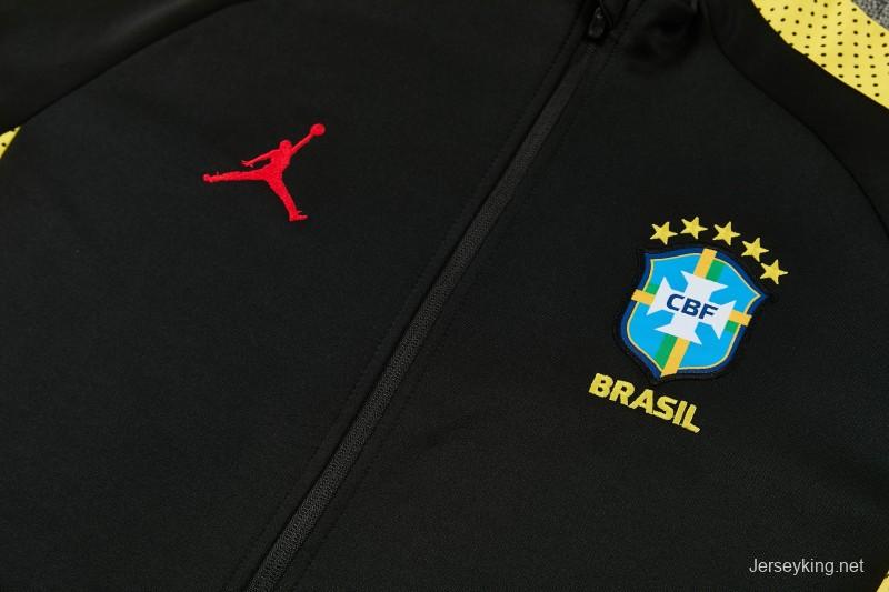26/27 Brazil Black Full Zipper Jacket Tracksuit + Long Pants