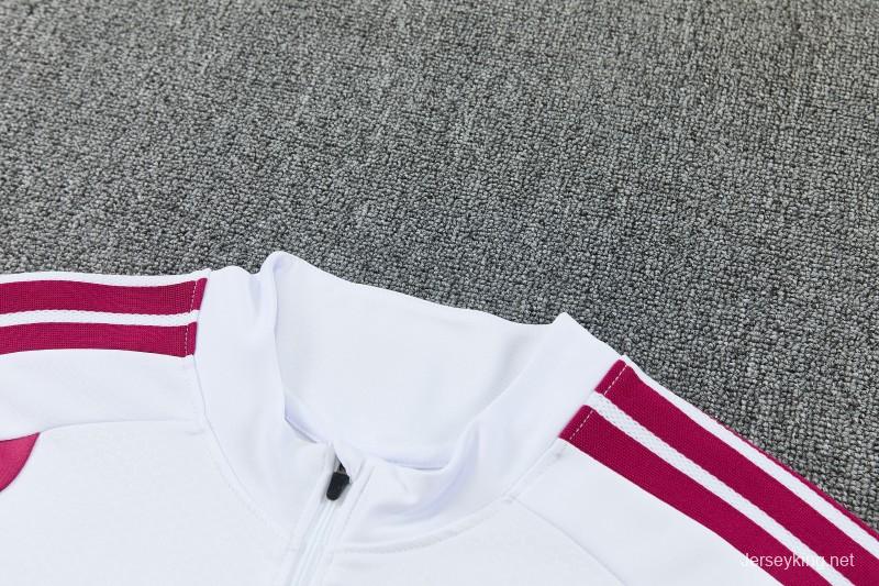 26/27 Real Madrid White & Dark Green Half Zipper Jacket Tracksuit + Long Pants