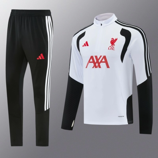 26/27 Liverpool White Half Zipper Jacket Tracksuit + Long Pants