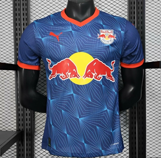 Player Version 25/26 RB Bragantino Blue with Geometric Pattern and Red Bull Logo Jersey