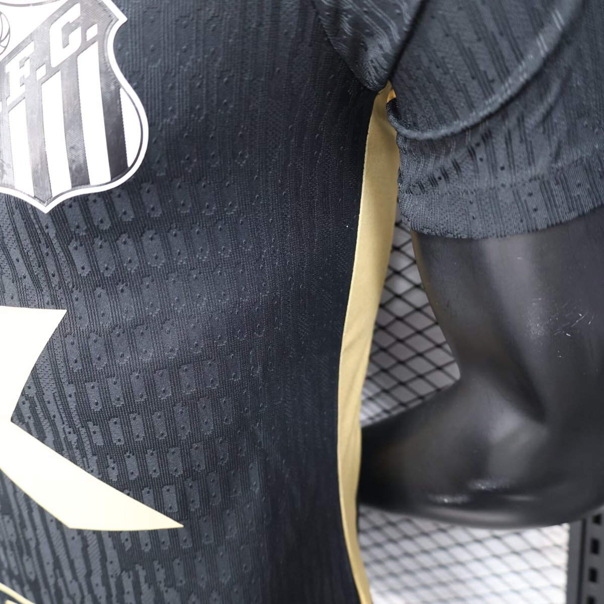 Player Version 25/26 Santos FC Black with Textured Pattern Jersey With Full Sponsors