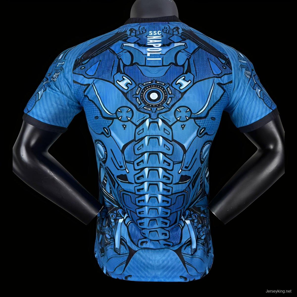 Player Version 25/26 Napoli EA7 Blue with Robotic Armor Pattern Jersey