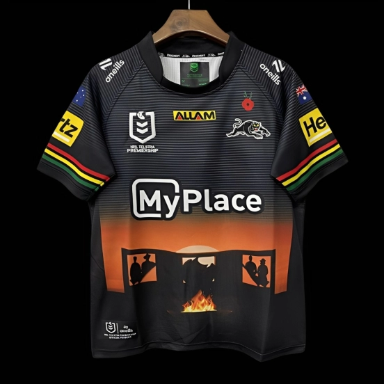 25/26 Penrith Panthers Black with ANZAC Commemoration Design Jersey