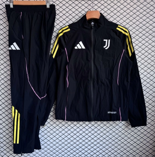 25/26 Juventus Black Full Zipper Windbreaker + Long Pants