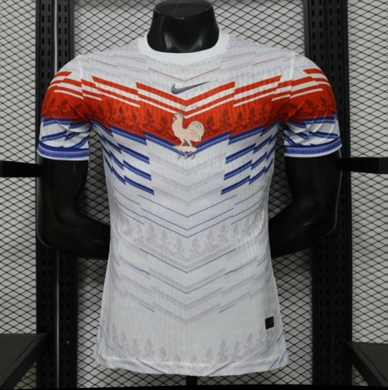Player Version 2026 France Away White with Red & Blue Chevron Stripe Special Edition Jersey