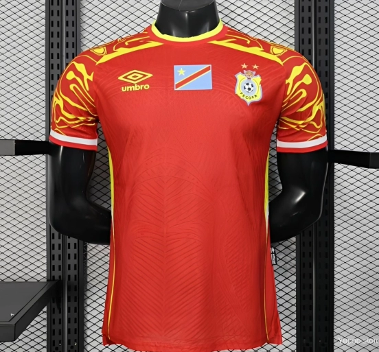 Player Version 2026 DR Congo Away Red Yellow Flame Jersey