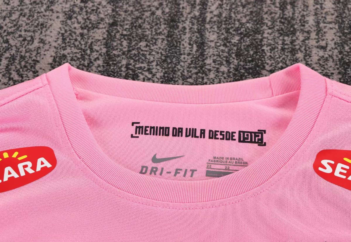 Retro 12/13 Kids Santos Away Pink Long Sleeve Jersey