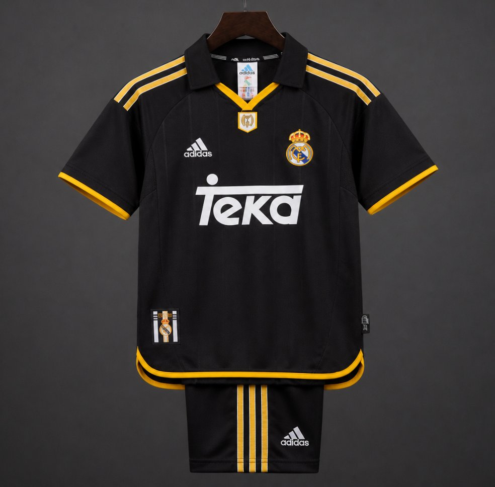 Retro Kids 99/01 Real Madrid Away Black Jersey