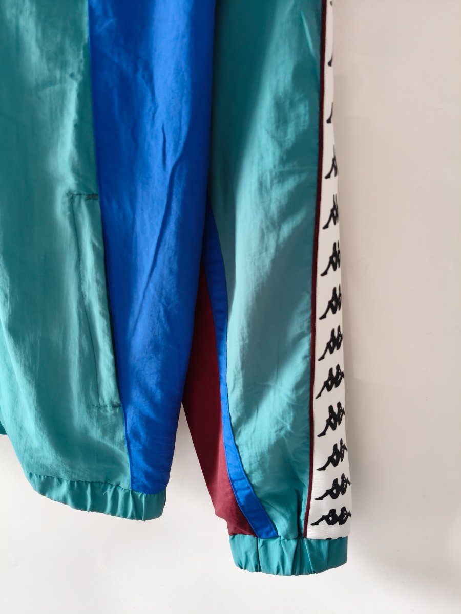 Retro 1967 Barcelona Teal & Blue & Burgundy Kappa Windbreaker Jacket