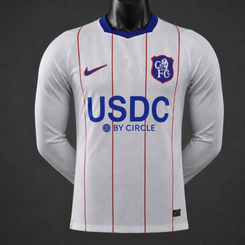 Player Version 26/27 Chelsea FC White with Red Pinstripe Third Long Sleeve Jersey