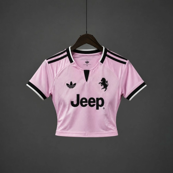 26/27 Juventus Away Pink Women Crop Jersey